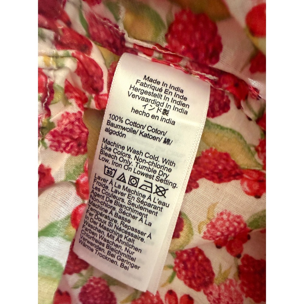 J. Crew Womens Raspberry Fruit Print Cotton Pajama Pants Small Lounge Drawstring - Picture 9 of 11